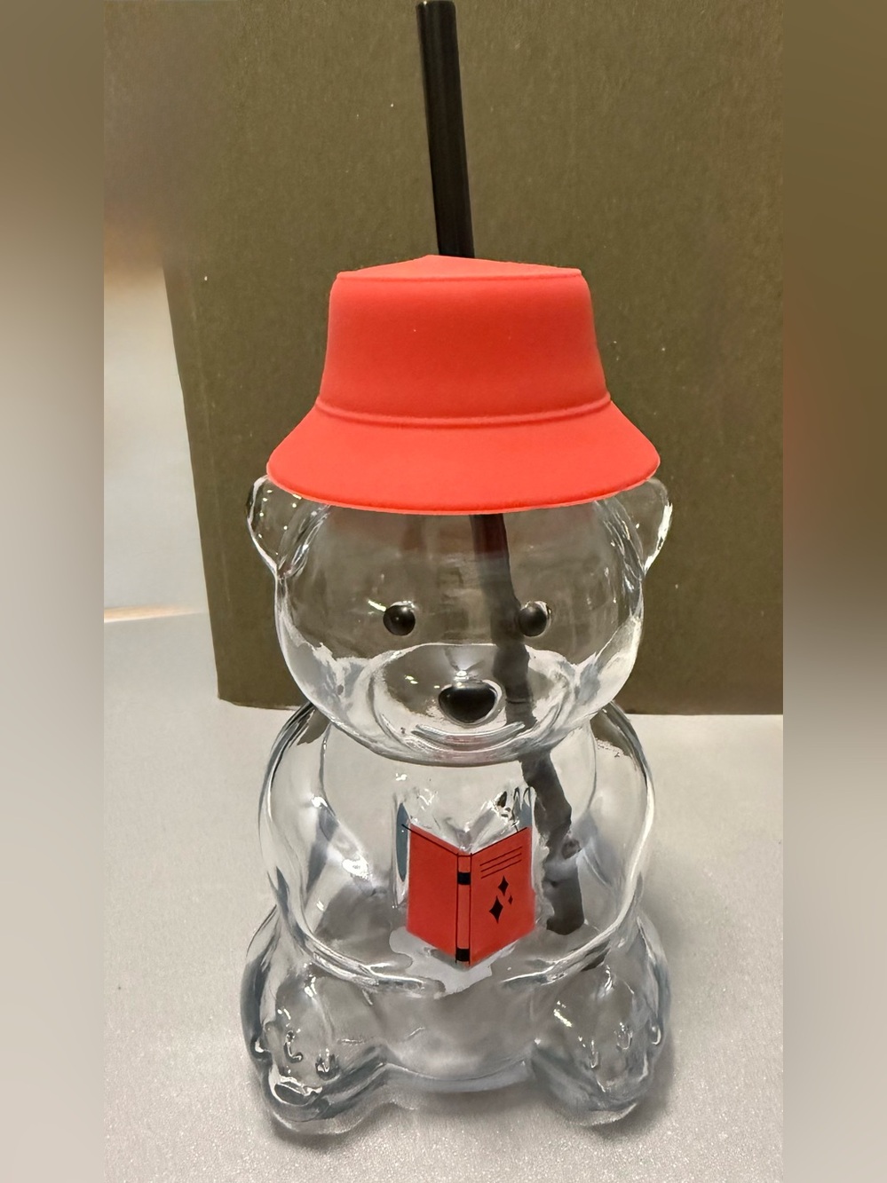 Red Bear-Shaped Kids Sip Cup with Straw